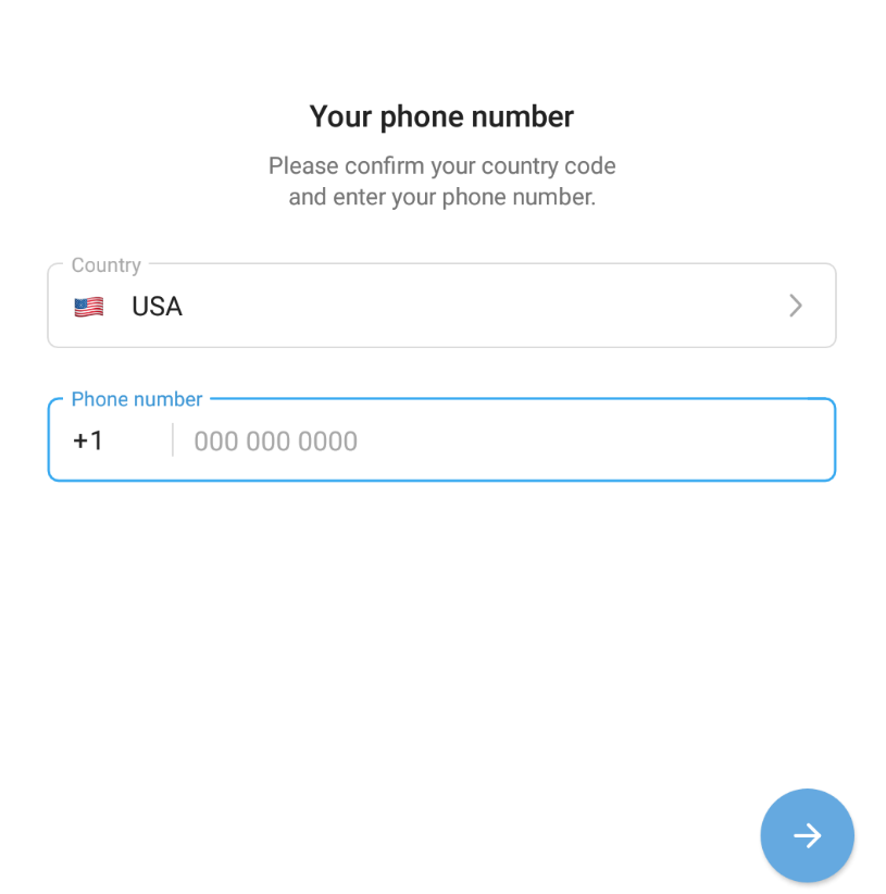 enter Telegram phone number